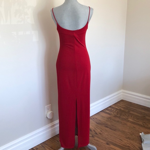Spaghetti strap ankle length red dress. - Picture 7 of 8